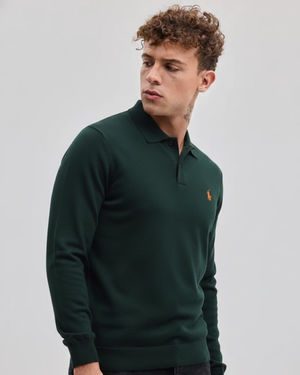 Dark Green Long Sleeve Polo