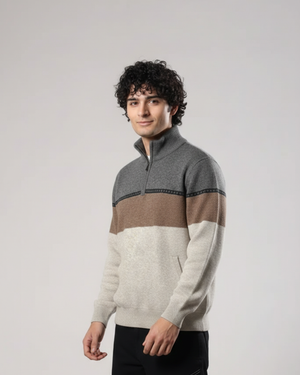 Grey Brown & Cream Quarter-Zip