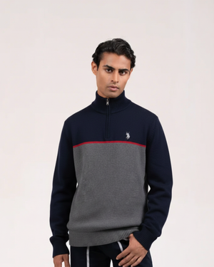 Navy & Grey Quarter-Zip