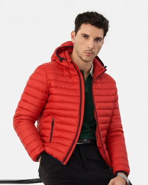 Red Quilted Puffer Jacket