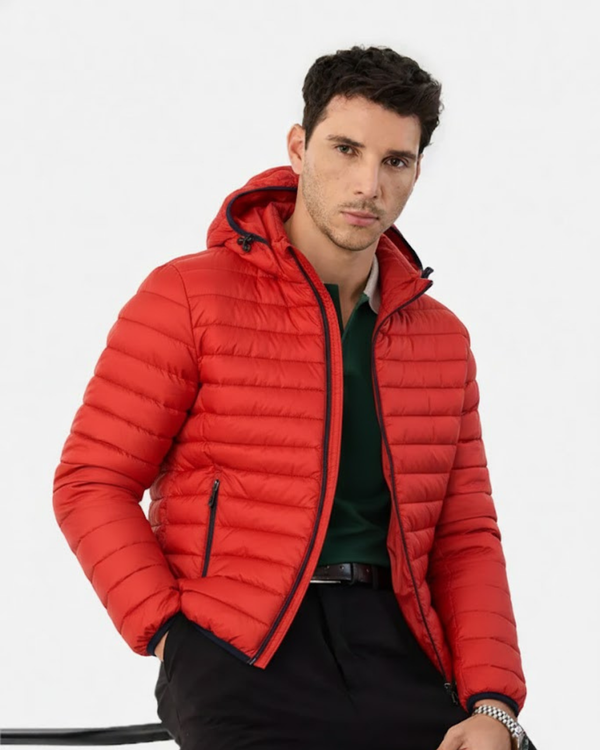 Red Quilted Puffer Jacket